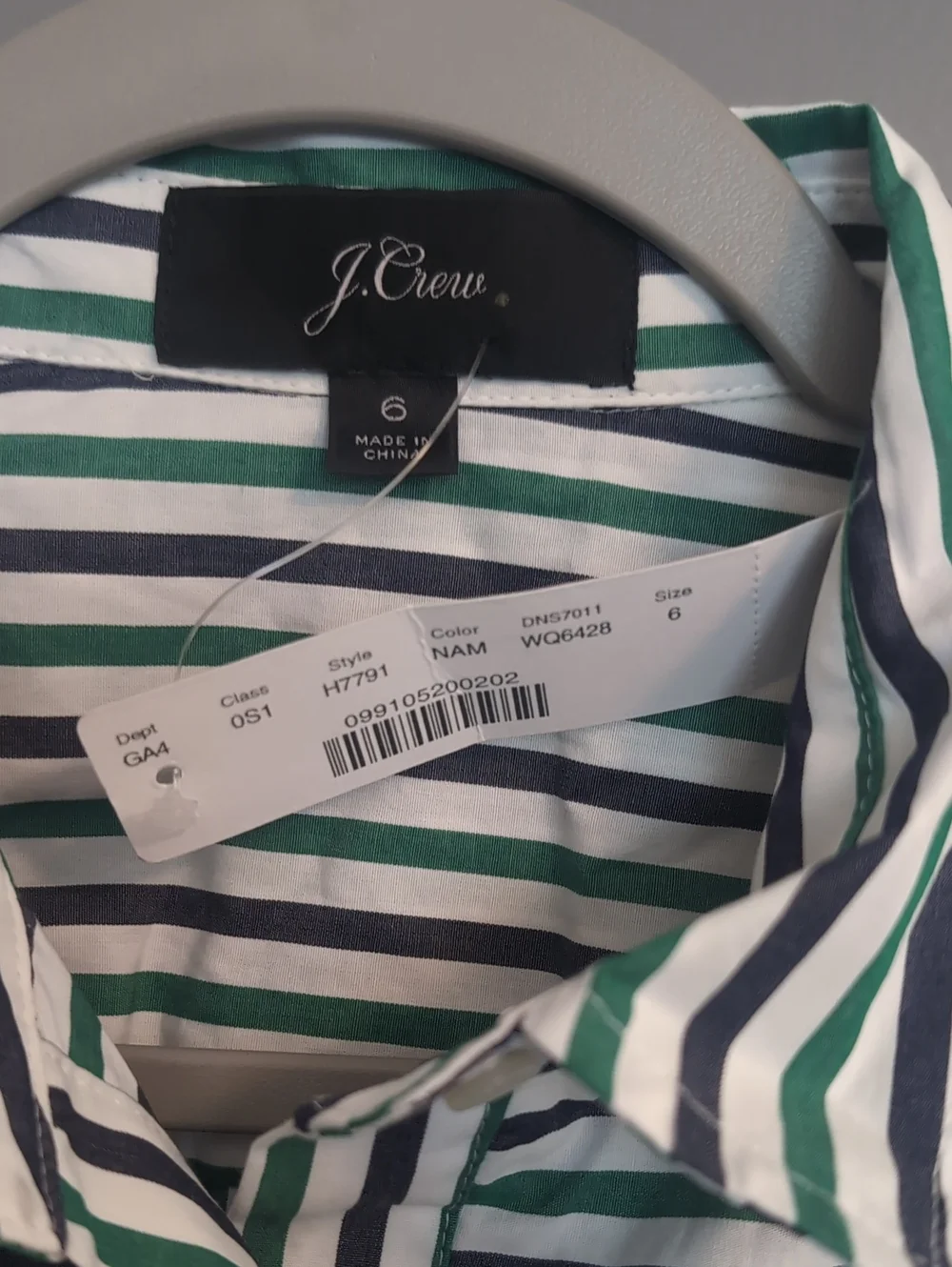 J. Crew Green and White Striped Long Sleeve Shirt Dress